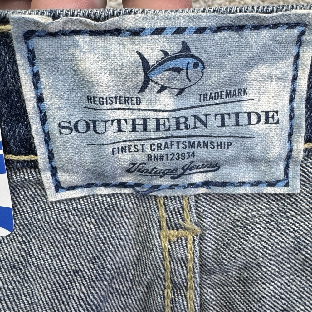 New Southern Tide Jeans Men's 36x30 Blue Denim Bootcut Tailored Fit Medium Wash - Picture 14 of 16